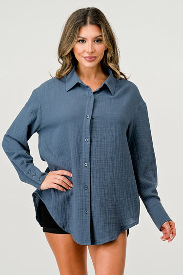 Oversized Button-Up Blouse